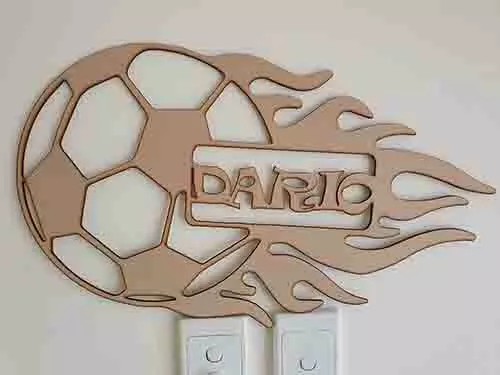 Soccer Ball Monogram Personalised Wooden Laser Cut Name Signs