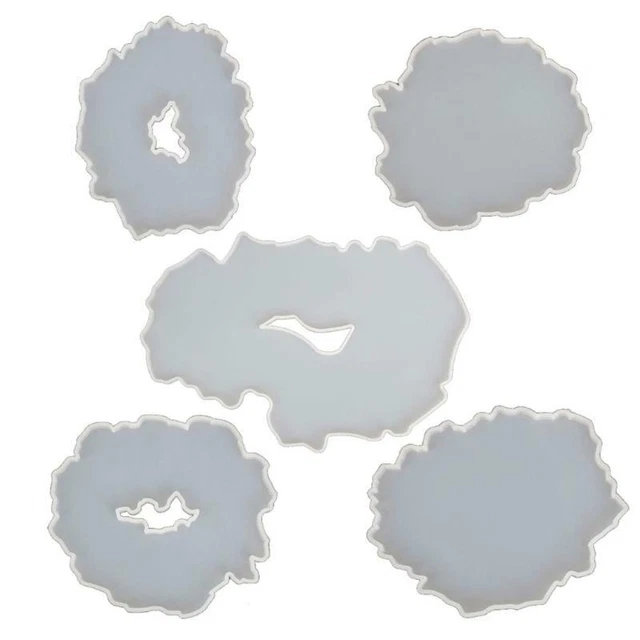 5Pc Large Irregular Resin Coaster Molds DIY Silicone Tray Fruit Tea Cup Mat Mold