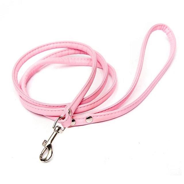 Rosa guinzaglio di cuoio per Gatto del gatto del cane 1cm x 120cm F2E5
