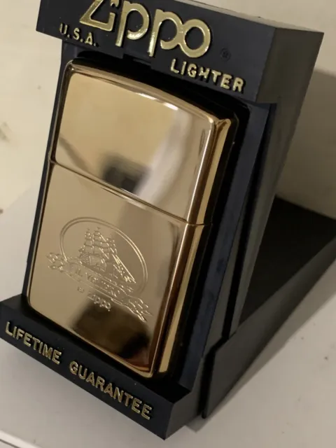 Zippo Lighter  Il Veliero  Gold Polished Gold  New 1995 Megarare