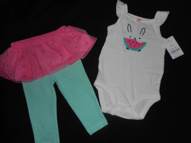 Carters Baby Girl 2-Piece Watermelon Tutu Outfit - Infant Size 9 Months - New 2