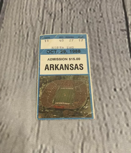 1988 Rice Owls v Arkansas Razorbacks Football Ticket Stub 10/29/88