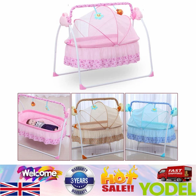 Electric Kid Baby Crib Cradle Infant Rocker Auto Swing Sleep Bed Cots 3 Colors