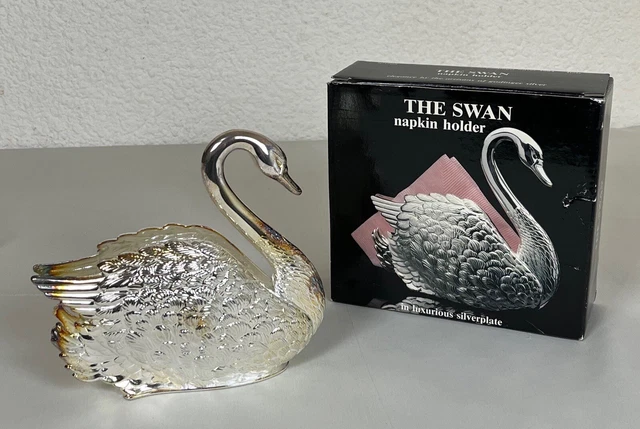 Porte-bagues Vintage En Forme De Cygne Plaqué Argent – Figurine Oiseau Pour Bijoux, Occasion