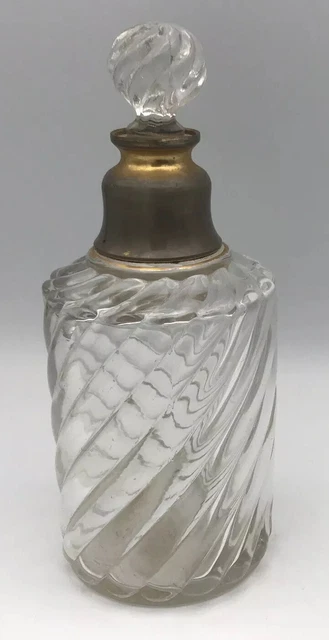 FLACON Ancien En CRISTAL Base Vaporisateur Modèle BAMBOU, BACCARAT - 15 cm