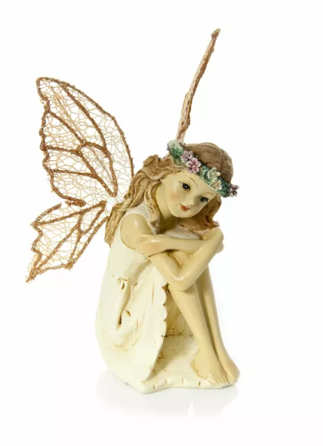 Mousehouse Beautiful Little Fairy Figurine Ornament with Glittery Fabric Wings
