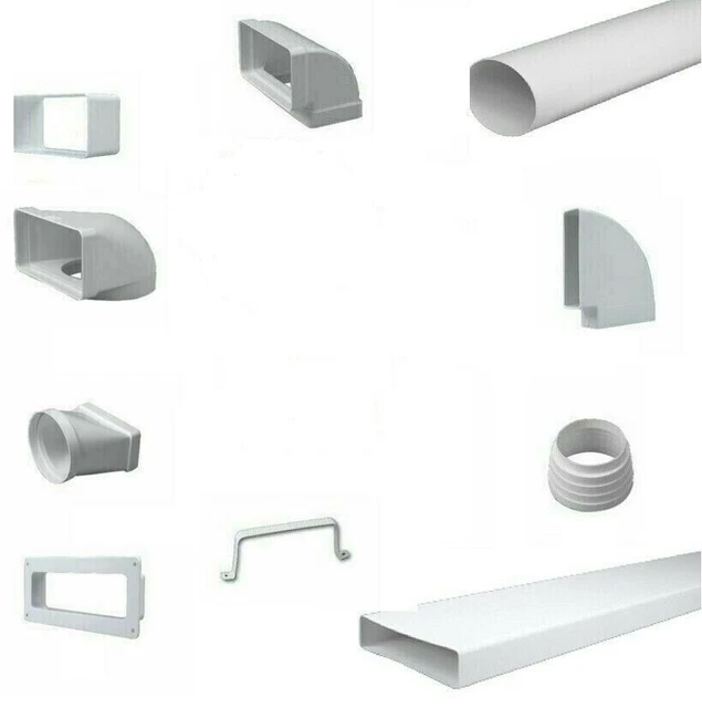 Tubo Rettangolare Per Cappa 55 X 220 Mm - 1,5 Metri In Plastica Bianca, Condotto Aria Per Aspiratori - 4