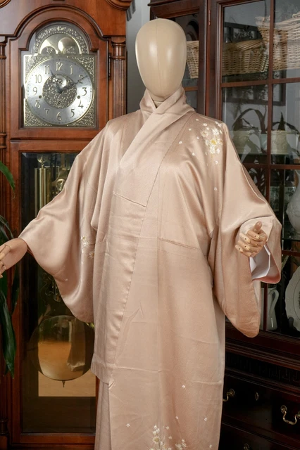 Dear Vanilla Japanese Silk Kimono Women's Robe Gown Authentic Japan Vintage Mint 2