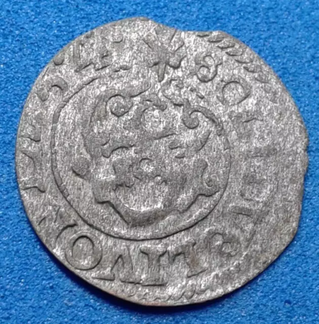 1 Solidus - Christina  1654 Swedish Livonia. Billon Coin.