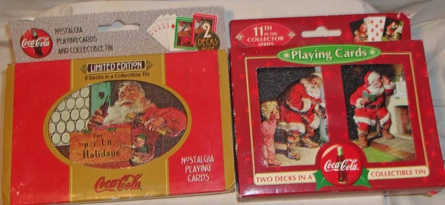 Coca-Cola Playing Card Tin Lot - Santa Claus With Coke Bottles - Sealed In Boxes