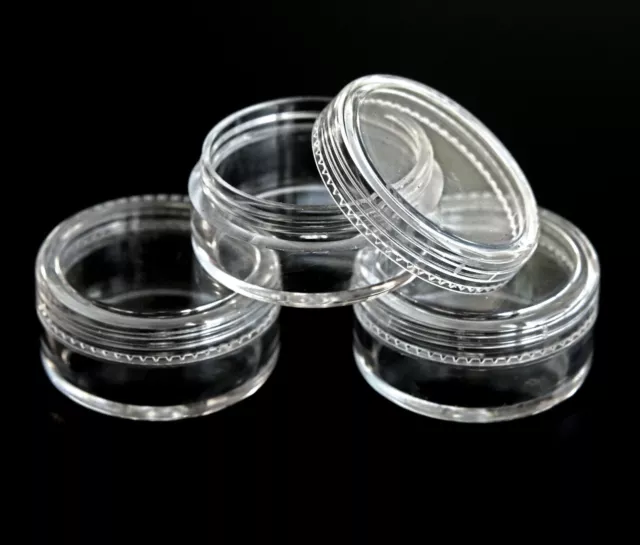 50 x 5ml **BEST QUALITY** CLEAR PLASTIC SAMPLE JARS/POTS Glitter/Cream jdc-50 3