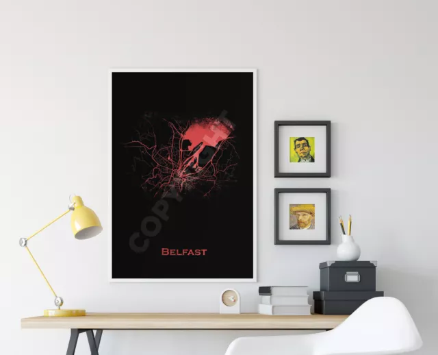 Belfast, Northern Ireland, United Kingdom (UK) Map "Red Splatter" - Print Poster 3