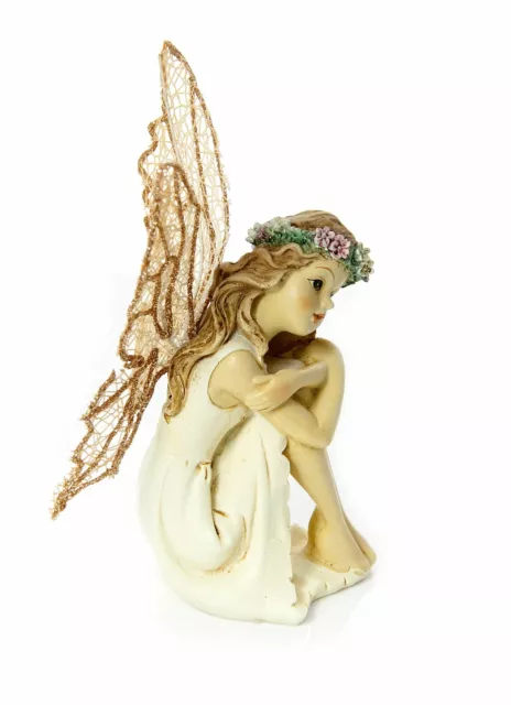 Mousehouse Beautiful Little Fairy Figurine Ornament with Glittery Fabric Wings 2