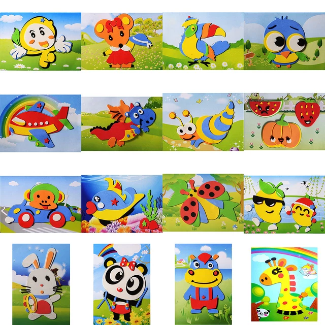 1X DIY Cartoon Animals 3D EVA Foam Sticker Puzzle Toys for Kids Styles Rand*LN