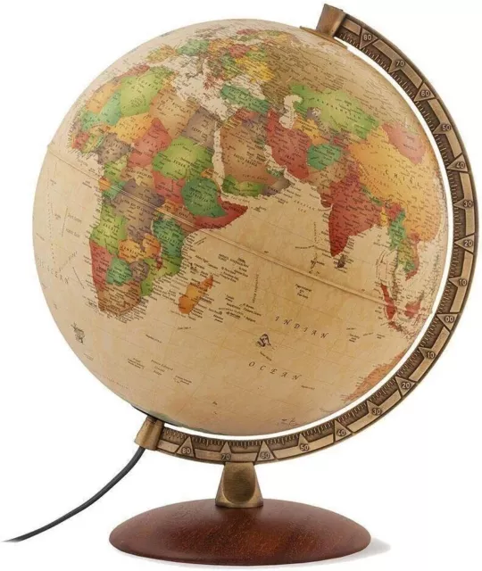 MAPPAMONDO GLOBO LUMINOSO NOVA RICO ANTIQUUS DIAMETRO 30cm BASE IN LEGNO