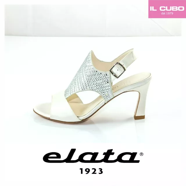 Sandalo Sposa  Elata Colore Bianco Seta Tacco H 7 Cm Made In Italy