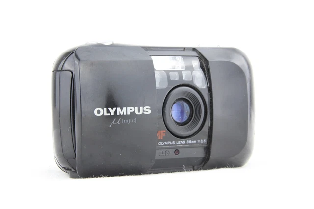 [ NEAR MINT ] OLYMPUS μ mju Black Point & Shoot 35mm Film Camera From JAPAN