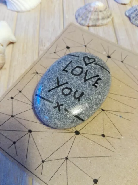 Valentines Anniversary gift, Love You keepsake present, Beach pebble Wedding