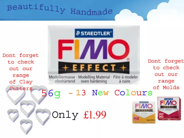 FIMO Effect 57g Polymer Clay 13 New Colours Modelling Jewellery 5.5cm x 5.5cm