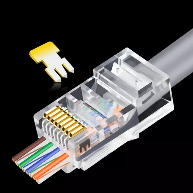 20 PEZZI CONNETTORE RJ45 tecnologia passante 6U placcato oro Cavi Ethernet  EUR 7,00 - PicClick IT