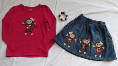 Custom Boutique Resell 5 5T Gymboree Fall for Monkeys Skirt Pink Top Bracelet