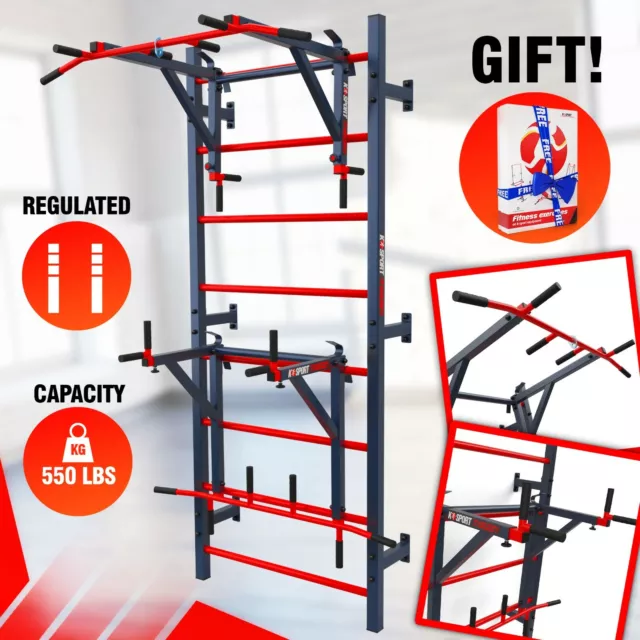 WALL BARS PULL Up Dip Bar Swedish Ladder Training Set Home Gym