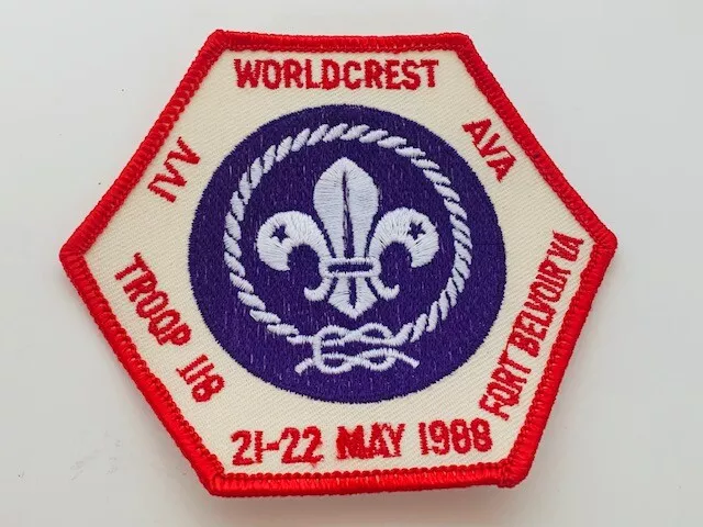 Advertising Patch Logo Emblem Sew vtg patches worldcrest fort Belvoir Virginia