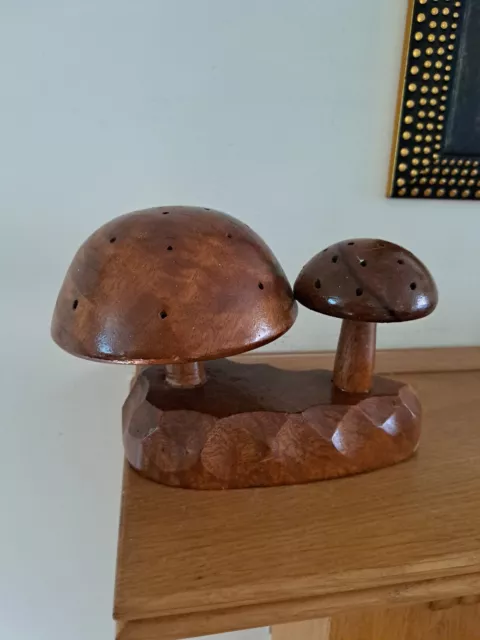 Vintage Mid Century Wooden Mushroom Made In Philippines Vgc