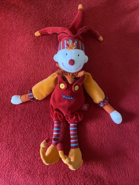 🇫🇷 Peluche Doudou Clown Lutin DRAGOBERT Rouge Orange 40 Cm MOYLIN ROTY NEUF