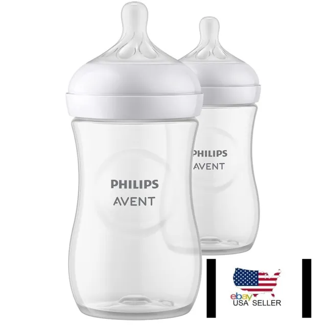 2 Pack Philips Avent Plastic Natural Baby Bottles Anti-colic 9oz NEWEST VERSION