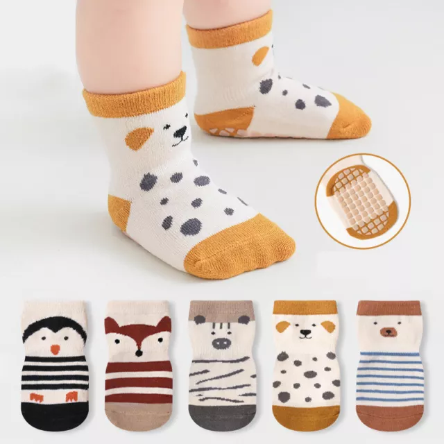 Cute Baby Boys Girls Toddlers Non Slip Socks Anti Skid Winter Thick Floor Socks