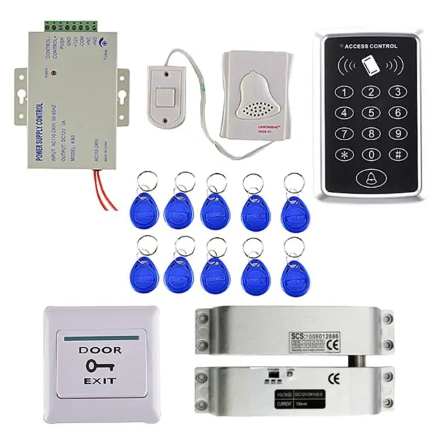 RFID/125KHz ID Door Access Control Kit /Keyfobs Electric Strike Lock DIY