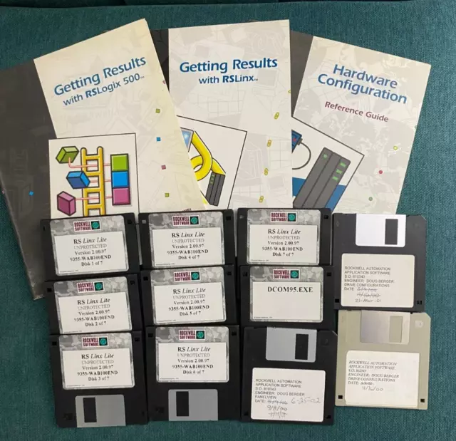 Rockwell Automation RSLogix RSLinx Lite Software English 7 Disks Manuals 2.00.97