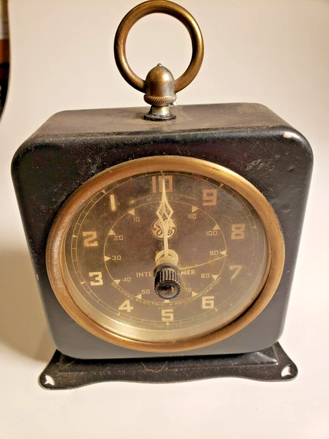 Temporizador de intervalos vintage negro para desarrollador de fotos General Electric y cuarto oscuro