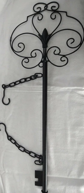 Metal Skeleton Key Wall Hanging Art with Chain and Hooks, 22" x 8"