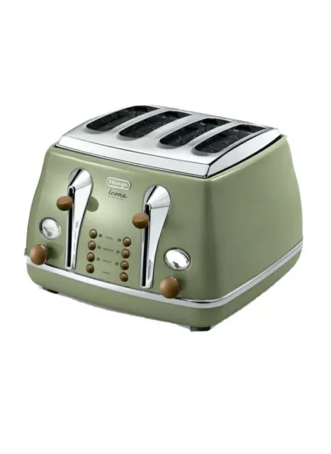 DELONGHI CTOV2003J-GR POP-UP Toaster ICONA Vintage Olive Green