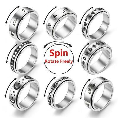 Spinner Fidget Anxiety Ring Stainless Steel Spinning Rings for Woman Men Jewelry
