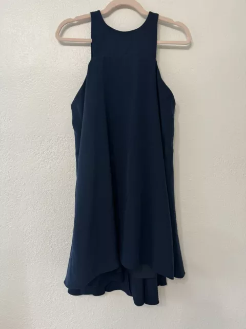 Milly Angular Sleeveless High-low Effect  A-Line Dress, Navy Size 8 ($395) 3