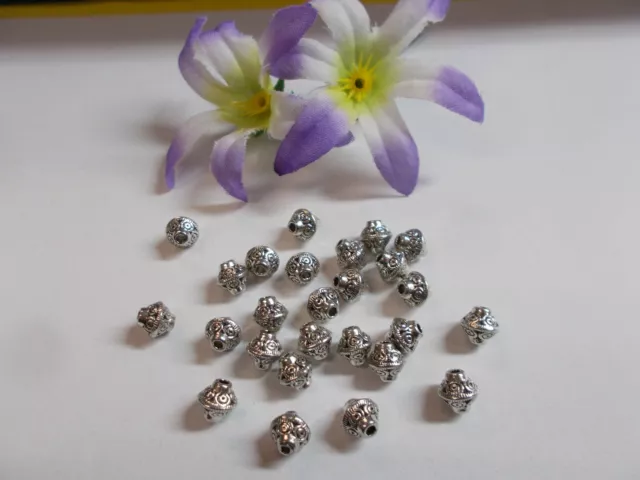 GORGEOUS ANTIQUE SILVER SPACER BEADS x 25 ( 6.5 mm ) JEWELLERY MAKING # 820