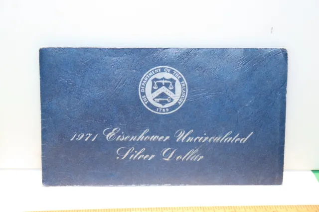 1971 S US Mint Eisenhower Blue Ike 40% Silver Dollar  w/ Envelope.
