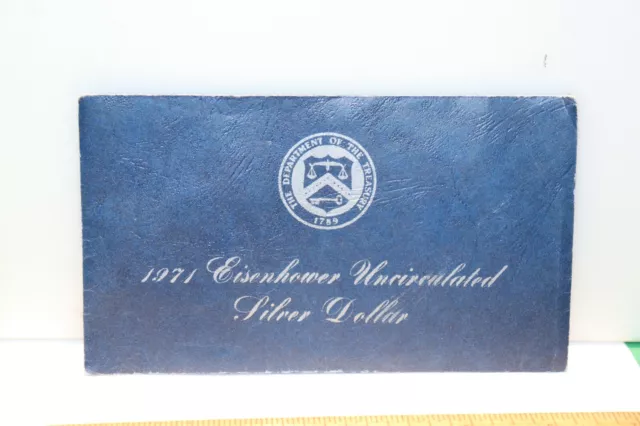1971 S US Mint Eisenhower Blue Ike 40% Silver Dollar  w/ Envelope.