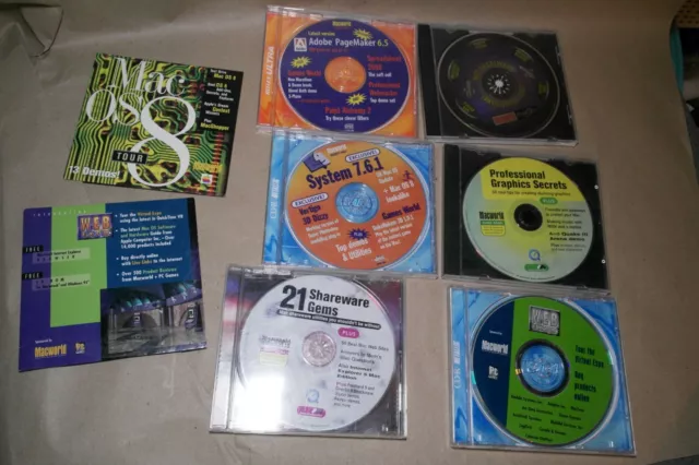 job lot of 8 pieces of MAC World CD-rom for Apple Macintosh retro