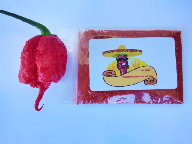 ✶10 Gr Busta Peperoncino In Polvere Carolina Reaper 10 Semi In Omaggio✶