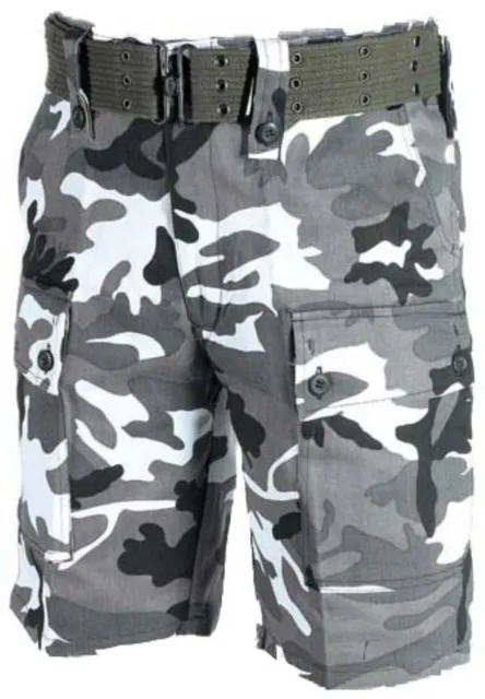 Cotton Cargo Tactical Shorts Mens Kids Urban Camo Camouflage Work Casual 6Pocket