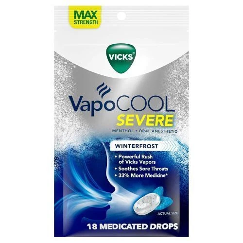Vcold Drops VICKS VAPOCOOL SEVERE Medicated Drops Winterfrost 18 Each By Vicks £13. ...