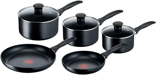 Juego de utensilios de cocina antiadherentes de inducción Tefal, 5 piezas - negro