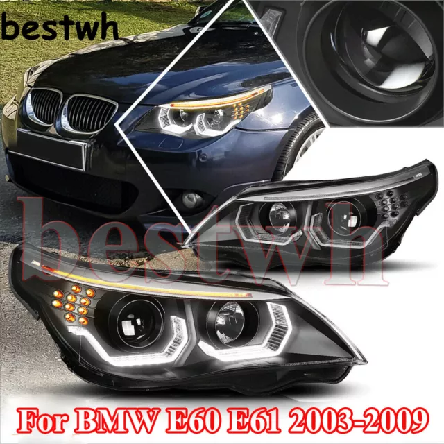 Für BMW E60 LED Scheinwerfer 2003-2009 523i 530i Angel Eye DRL Hid Bi Xenon Lamp