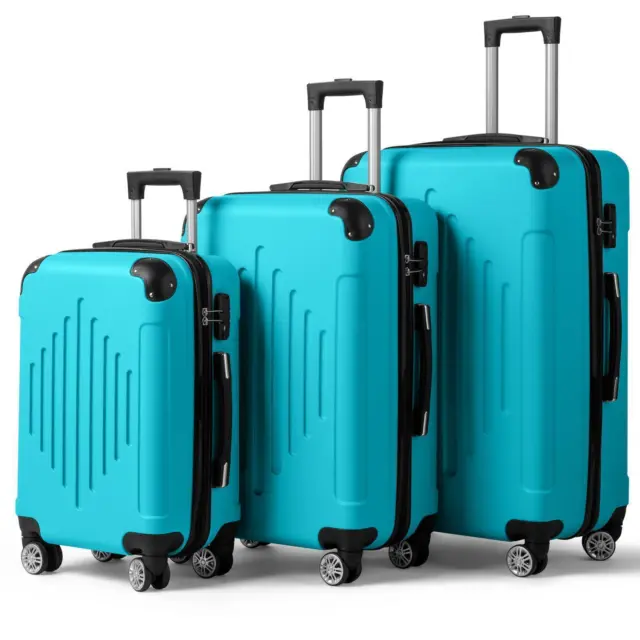 20" 24" 28" 3 Piece Suitcase Set Hard Shell Carry on Luggage Travel TSA Lack
