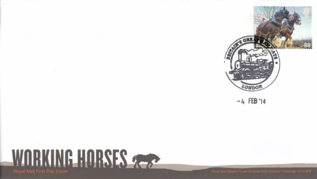 (65348) GB FDC Working Horses Britains Great Railways London 2014