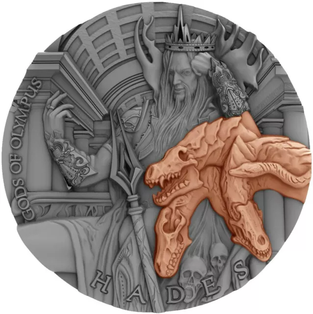2018 $5 Niue Gods Of Olympus HADES Antique Finish 2 Oz Silver Coin WITH COA #88